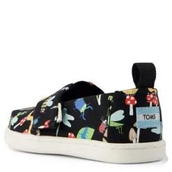Slip On Shoes*TOMS Girl's , Alpargata Tiny Classic Slip-On - Toddler Black / Glow In The Dark Bugs