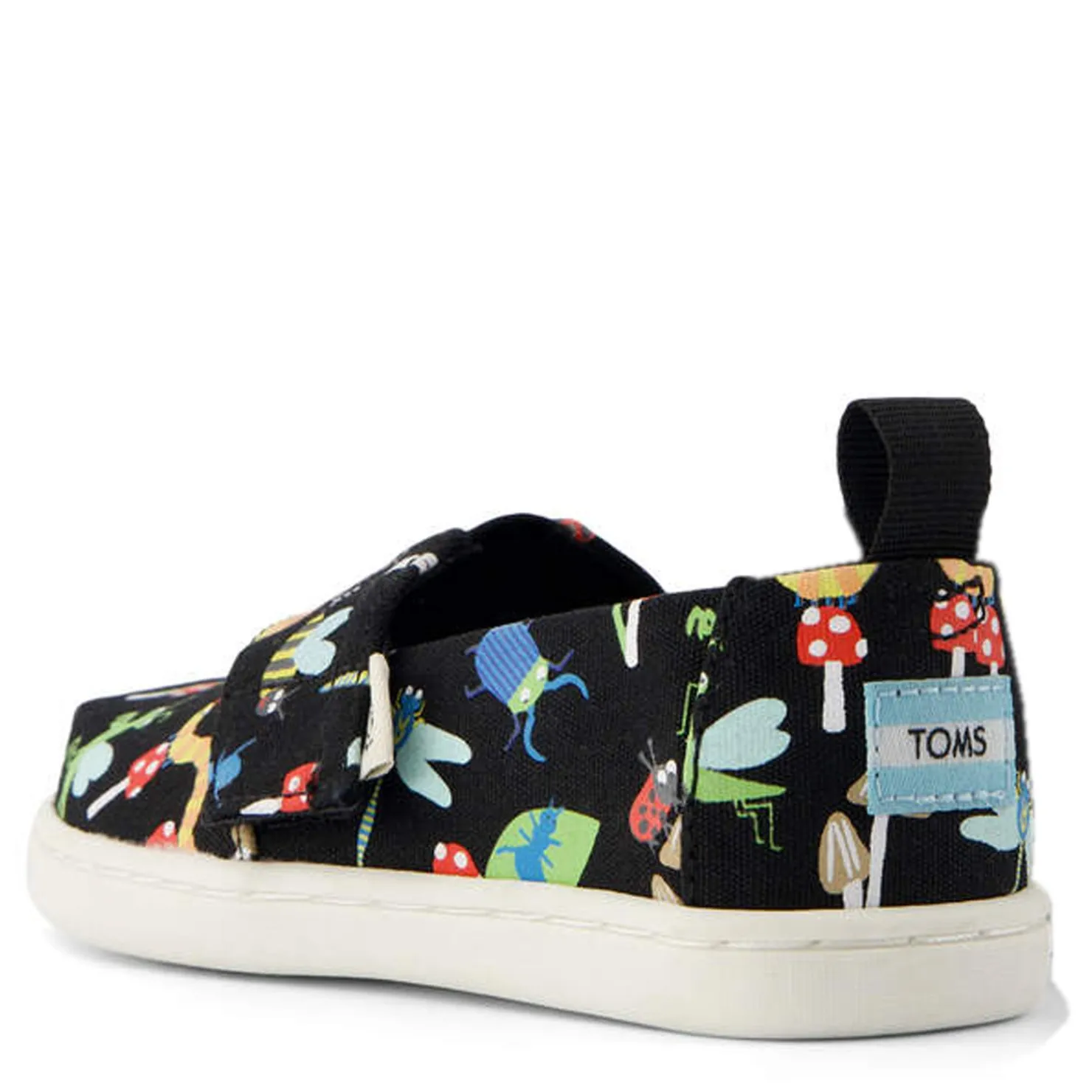 Slip On Shoes*TOMS Girl's , Alpargata Tiny Classic Slip-On - Toddler Black / Glow In The Dark Bugs