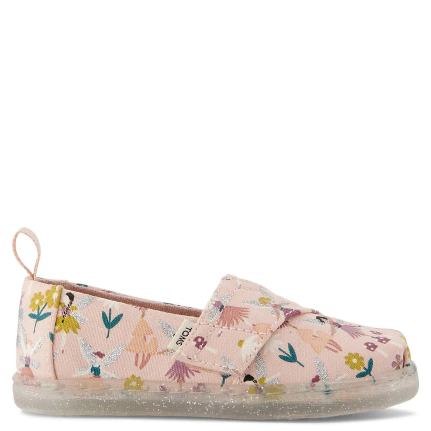 Toddler (3.5-10)*TOMS Girl's , Alpargata Tiny Classic Slip-On - Toddler Ballet Pink Glitter Fairy Garden