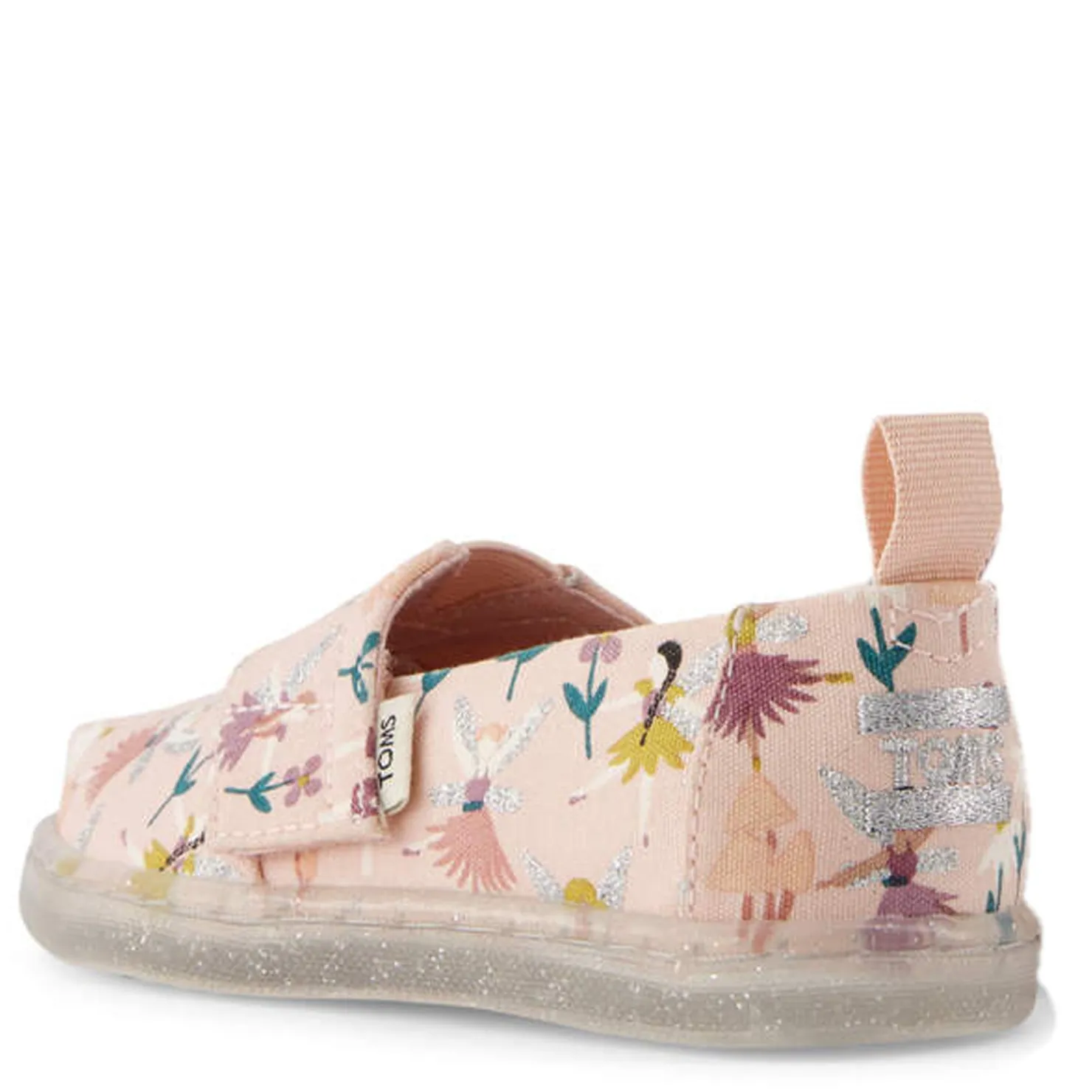 Toddler (3.5-10)*TOMS Girl's , Alpargata Tiny Classic Slip-On - Toddler Ballet Pink Glitter Fairy Garden