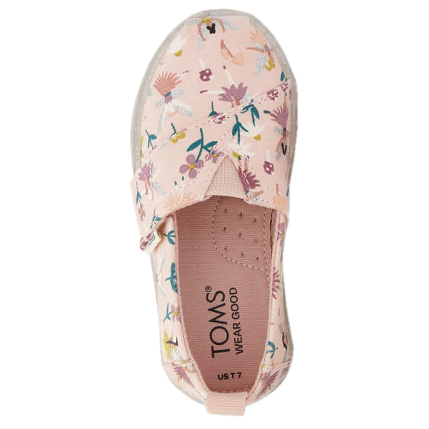Toddler (3.5-10)*TOMS Girl's , Alpargata Tiny Classic Slip-On - Toddler Ballet Pink Glitter Fairy Garden