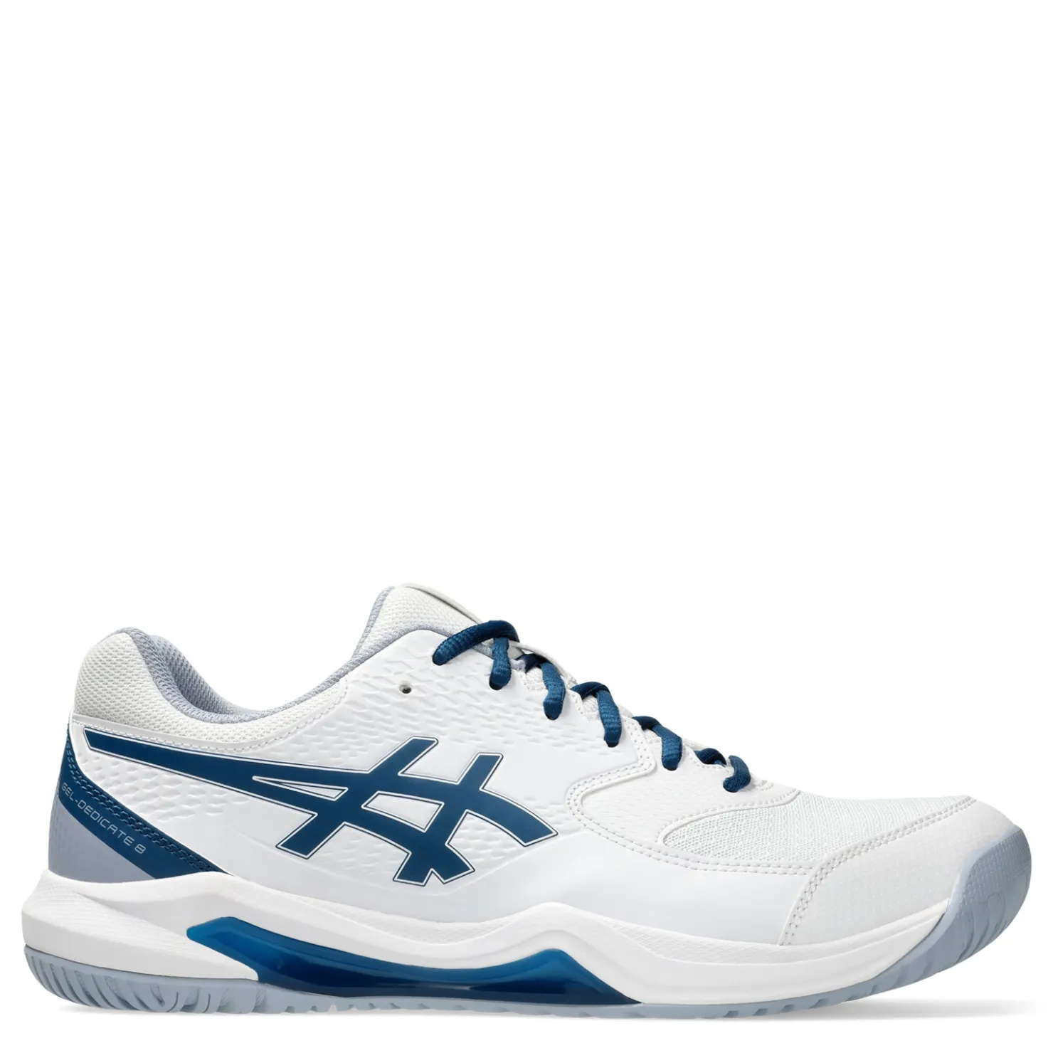 Court*ASICS Men's , GEL-Dedicate 8 Tennis Shoe - Wide Width White/Mako Blue