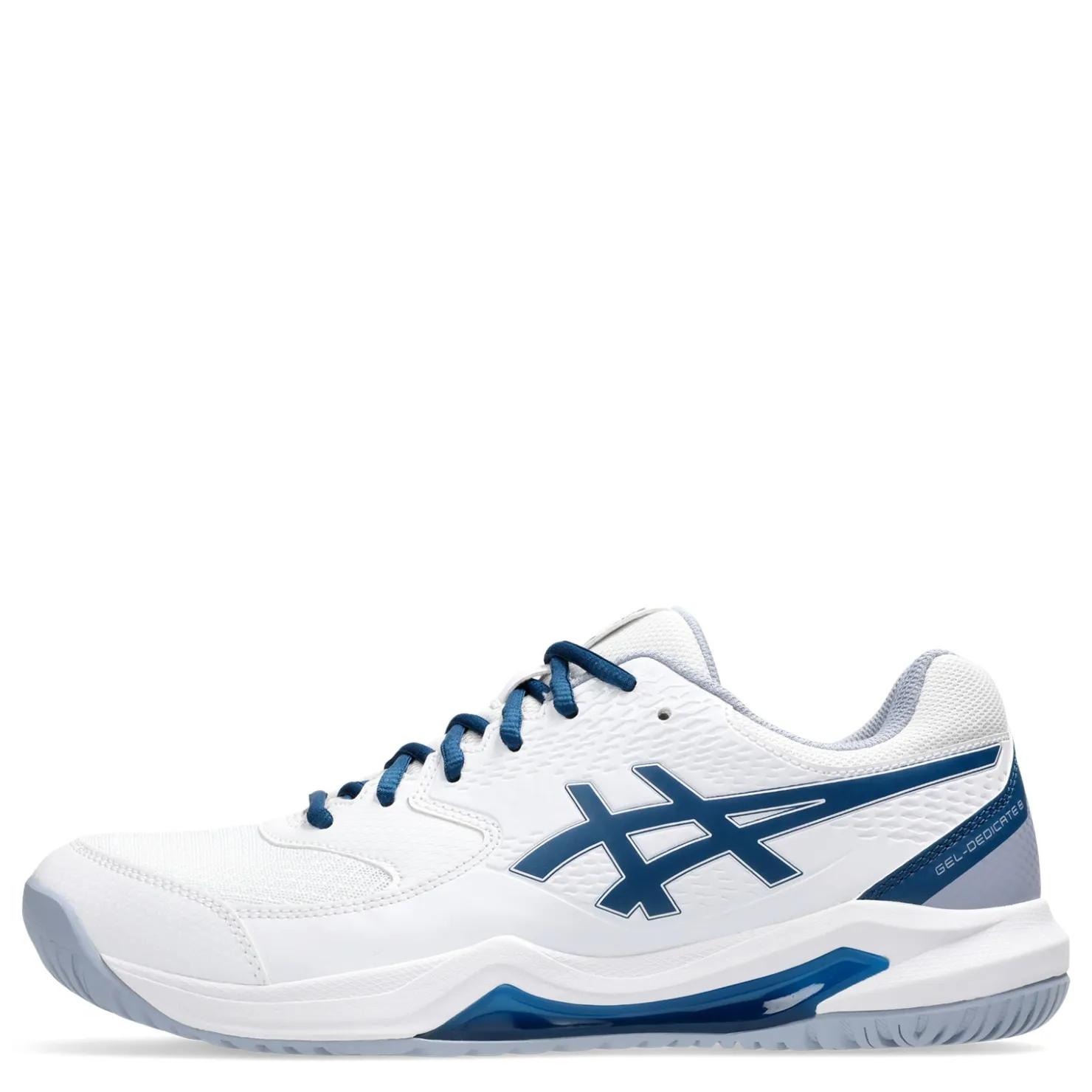Court*ASICS Men's , GEL-Dedicate 8 Tennis Shoe - Wide Width White/Mako Blue