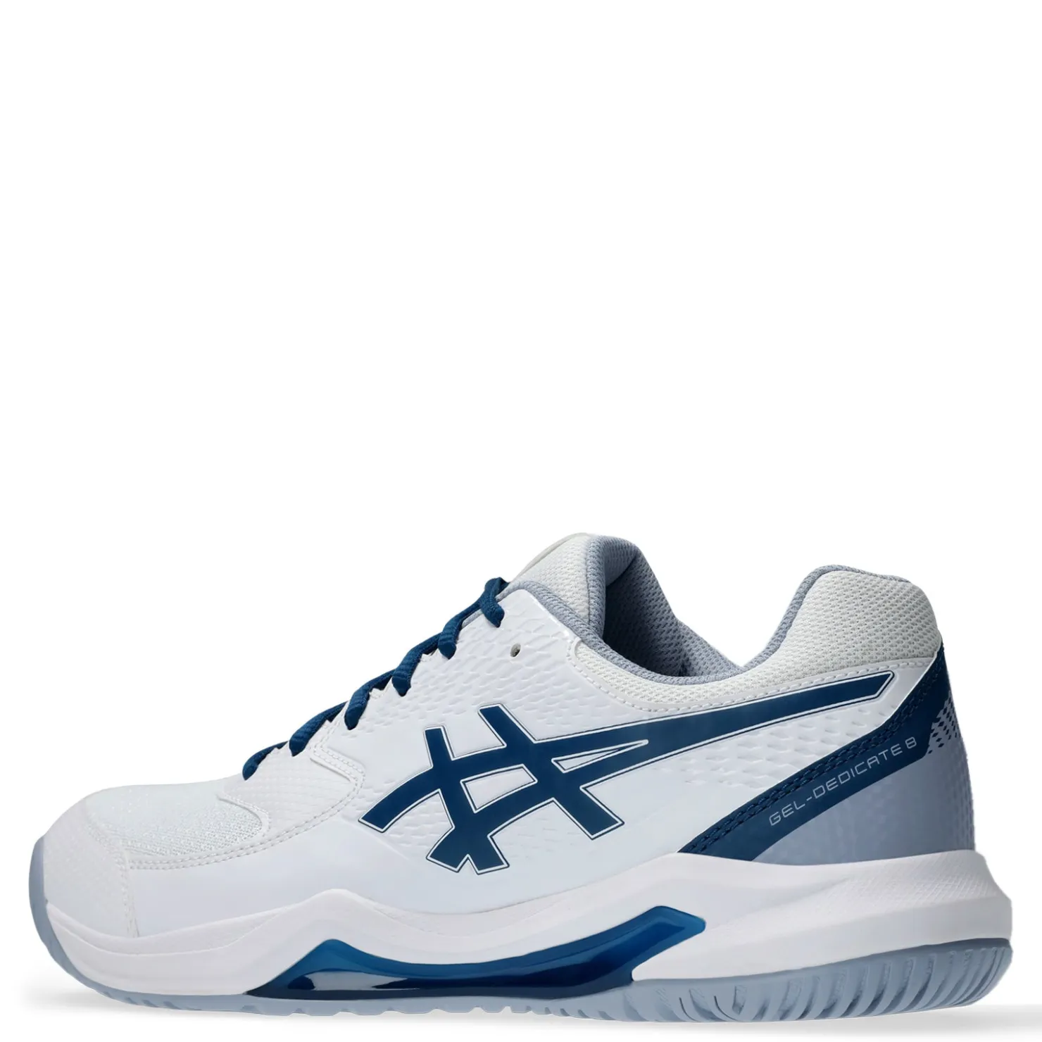 Court*ASICS Men's , GEL-Dedicate 8 Tennis Shoe - Wide Width White/Mako Blue