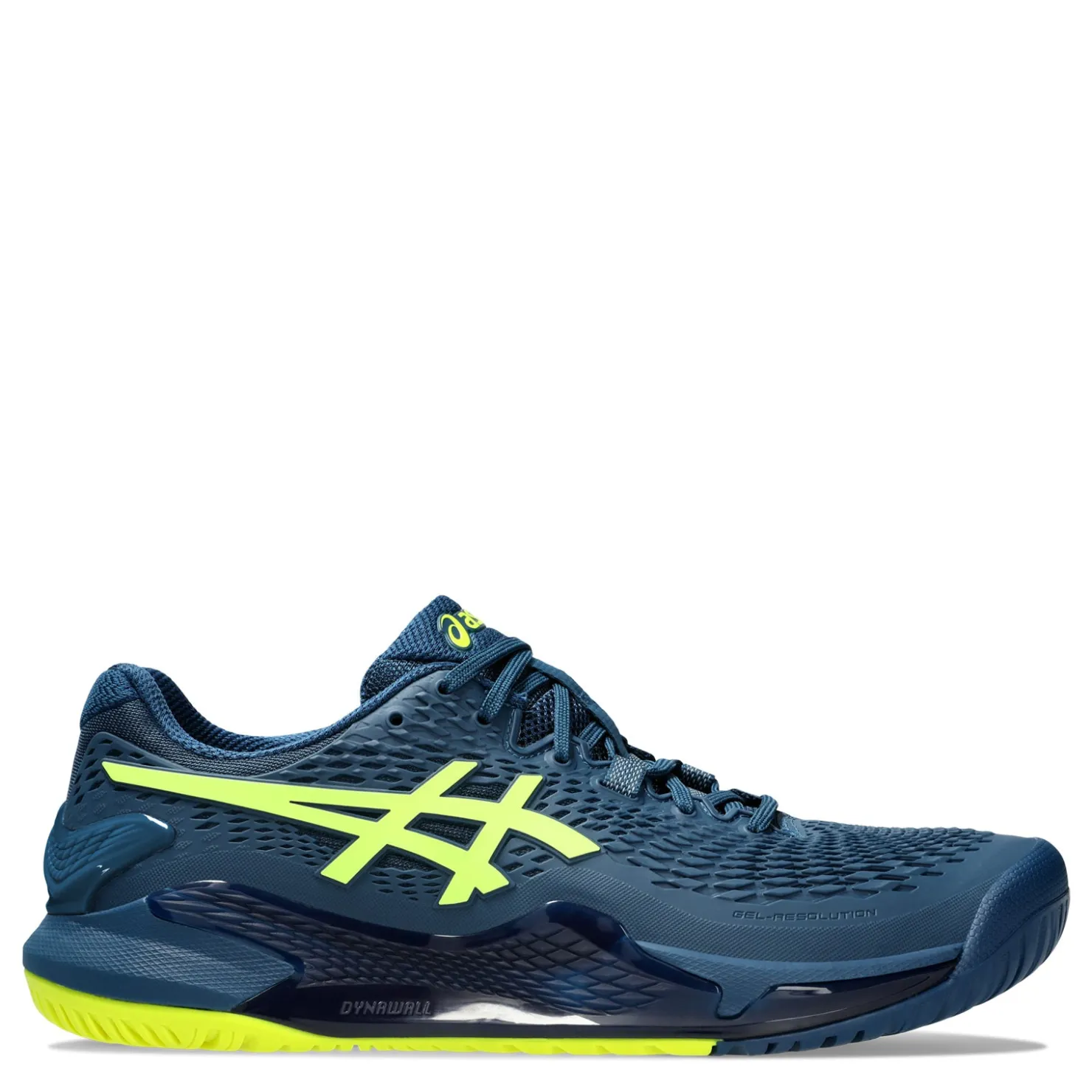 Court*ASICS Men's , GEL-Resolution 9 Tennis Shoe Mako Blue/Safety Yellow