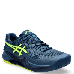 Court*ASICS Men's , GEL-Resolution 9 Tennis Shoe - Wide Width Mako Blue/Safety Yellow