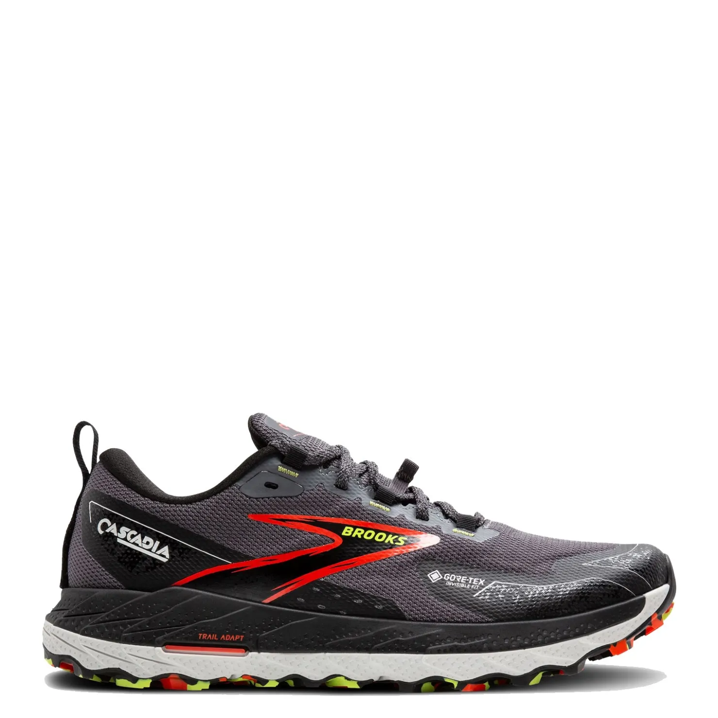 Trail & Hiking*Brooks Men's , Cascadia 18 GTX Trail Running Shoe Blackened Pearl/Black/Tomato