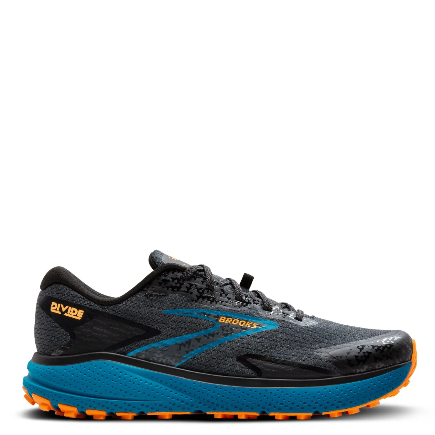 Trail & Hiking*Brooks Men's , Divide 5 Trail Running Shoe Ebony/Mosaic Blue/Orange