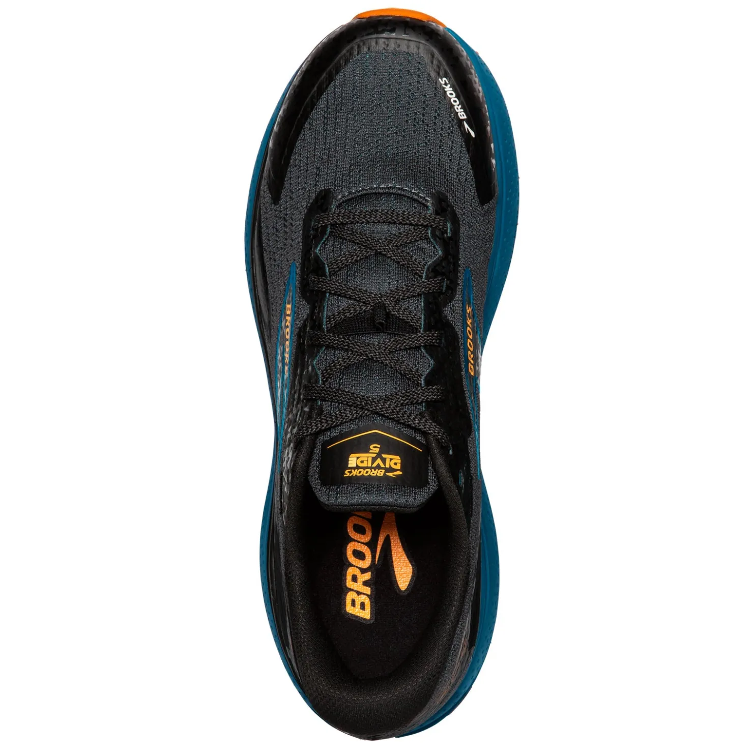 Trail & Hiking*Brooks Men's , Divide 5 Trail Running Shoe Ebony/Mosaic Blue/Orange