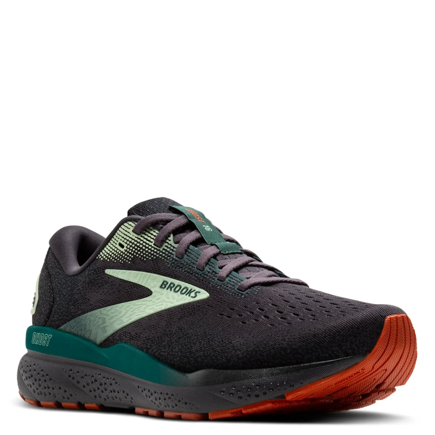 Running*Brooks Men's , Ghost 16 Running Shoe Blackened Pearl/June Bug/Green