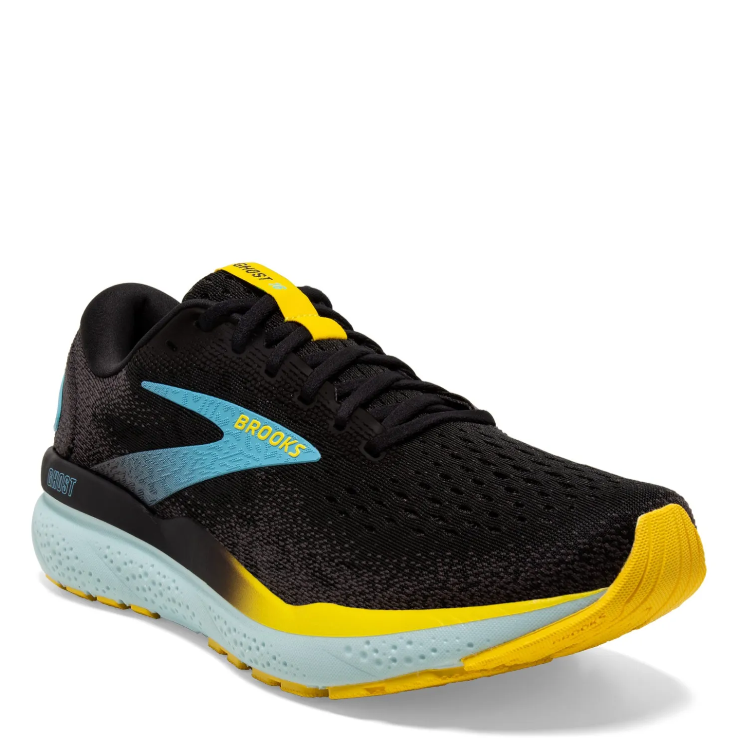 Sneakers & Athletics*Brooks Men's , Ghost 16 Running Shoe - Wide Width Black/Forged Iron/Blue