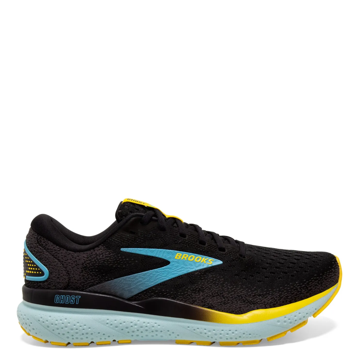 Sneakers & Athletics*Brooks Men's , Ghost 16 Running Shoe - Wide Width Black/Forged Iron/Blue