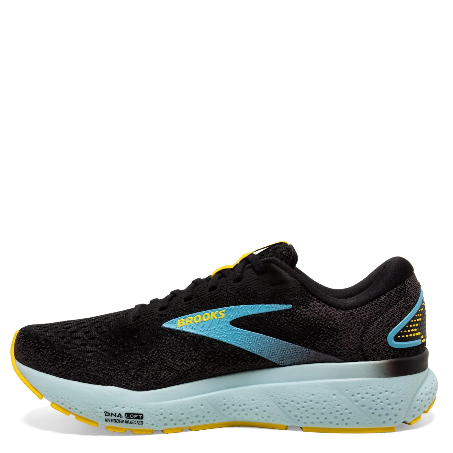 Sneakers & Athletics*Brooks Men's , Ghost 16 Running Shoe - Wide Width Black/Forged Iron/Blue