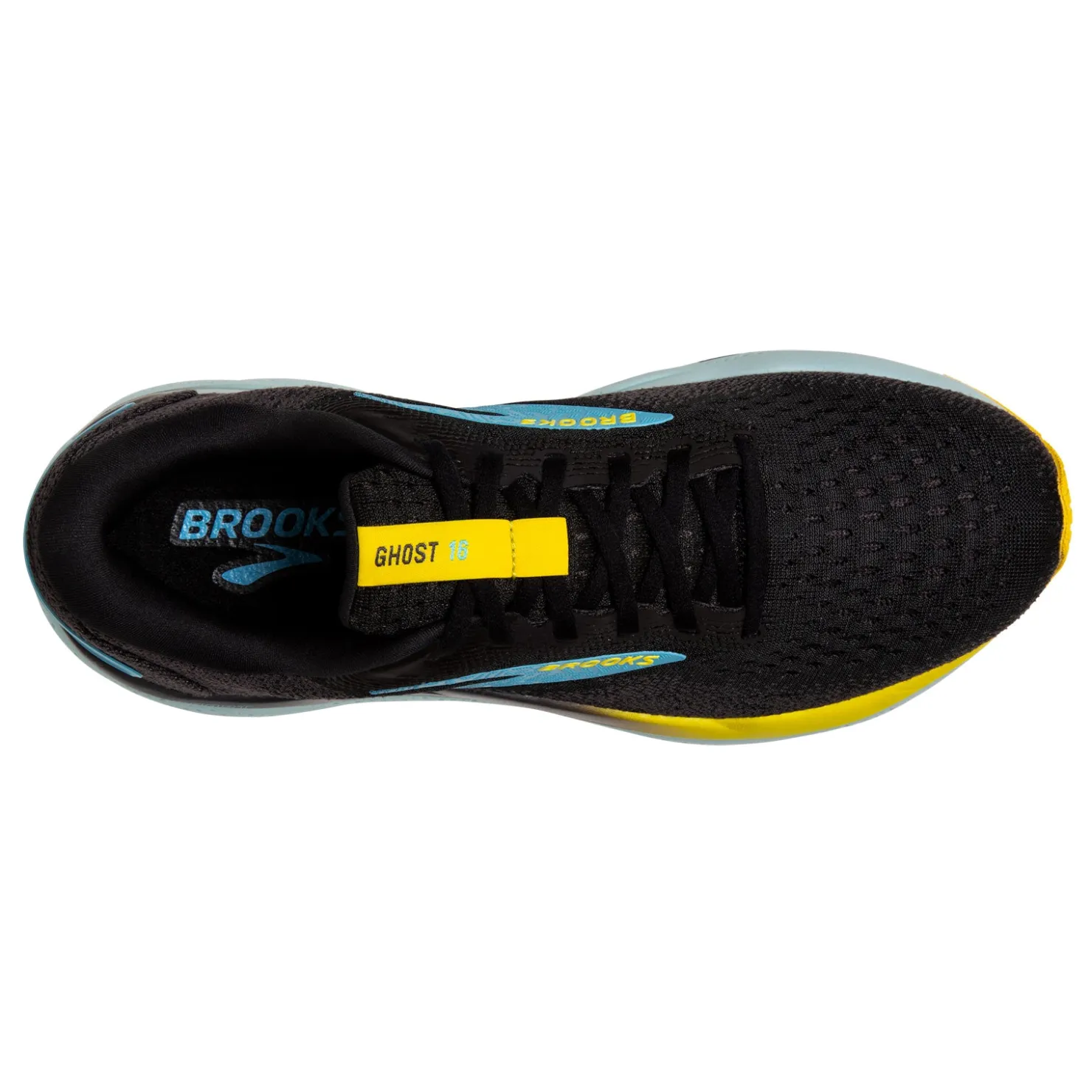Sneakers & Athletics*Brooks Men's , Ghost 16 Running Shoe - Wide Width Black/Forged Iron/Blue