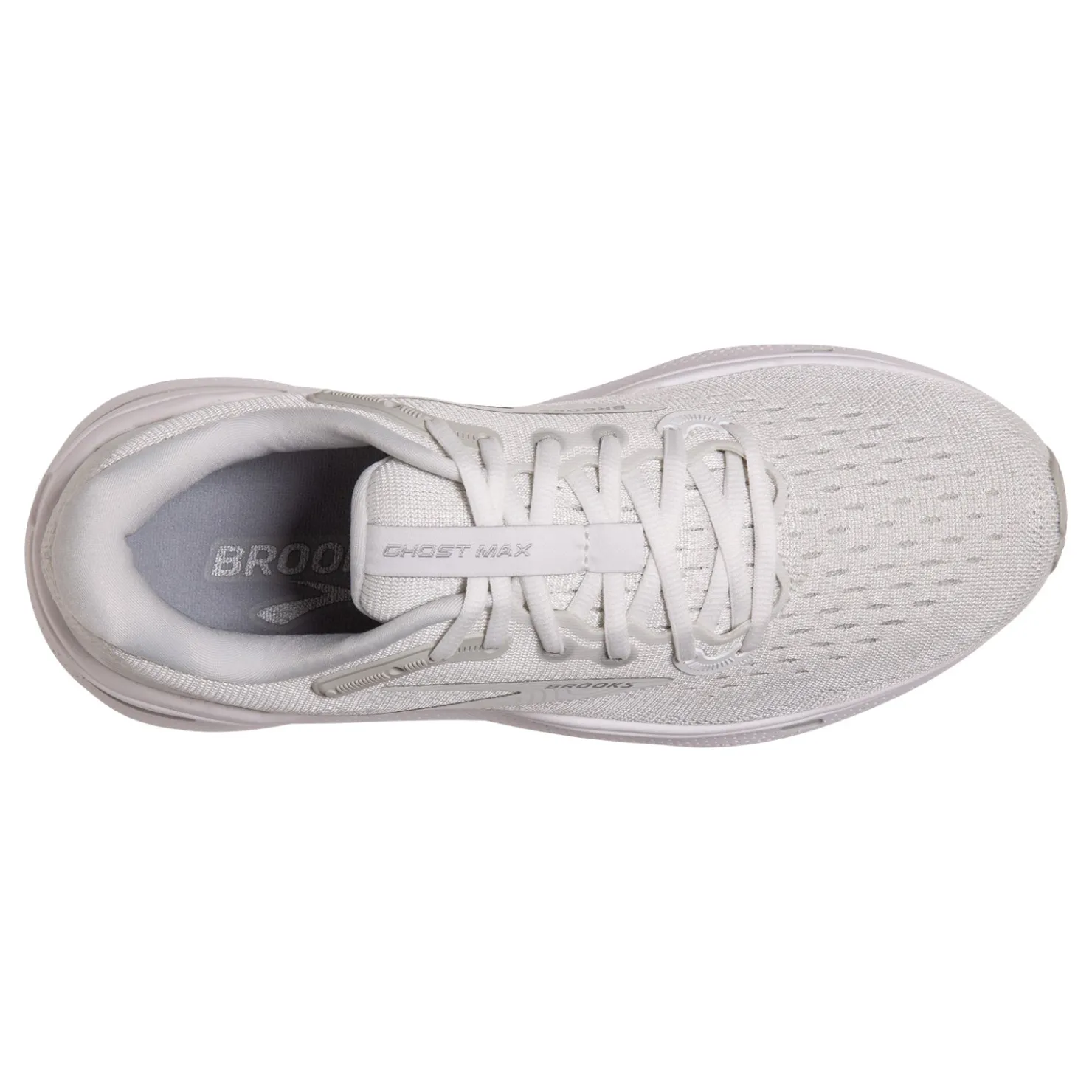 Sneakers & Athletics*Brooks Men's , Ghost Max Running Shoe - Wide Width White/Oyster/Metallic Silver