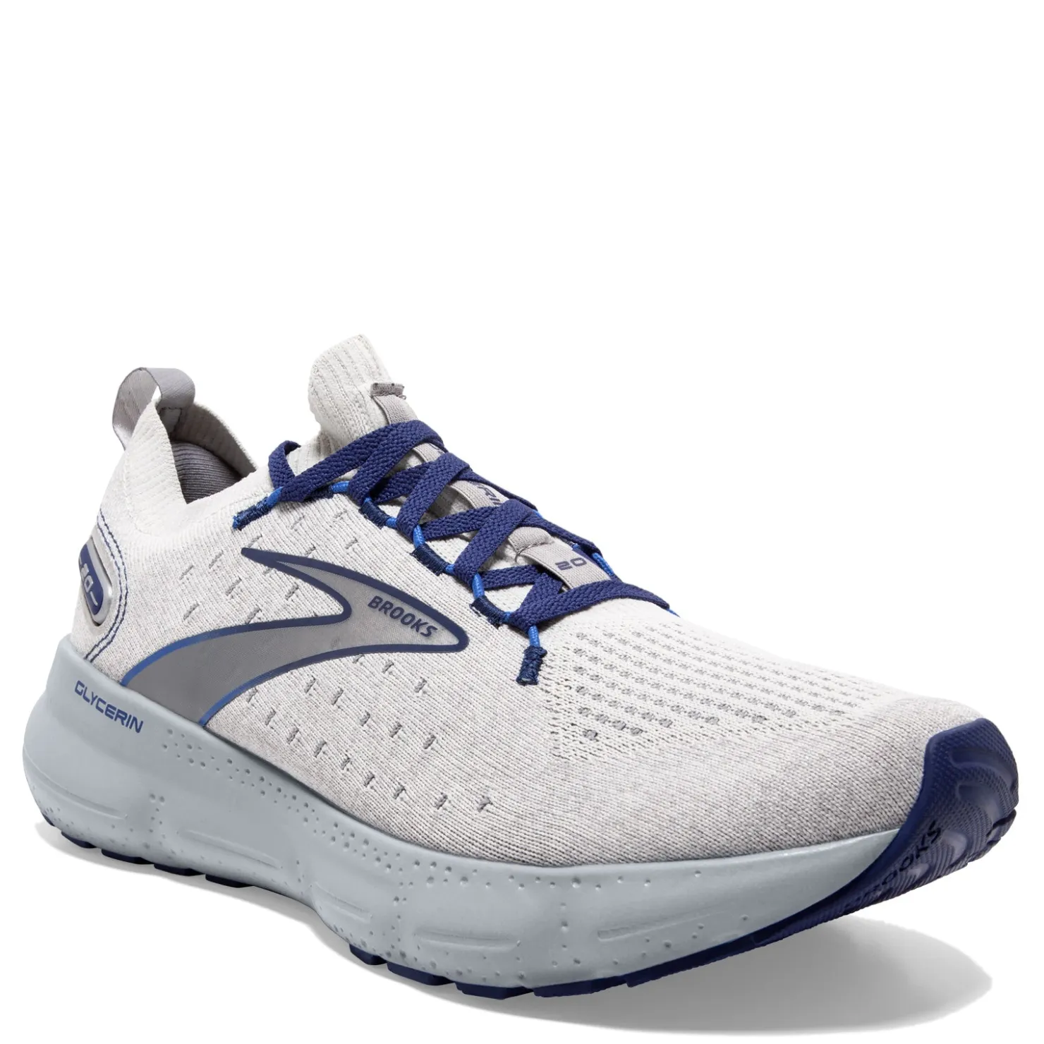 Running*Brooks Men's , Glycerin 20 Stealth Fit Running Shoe Oyster/Blue