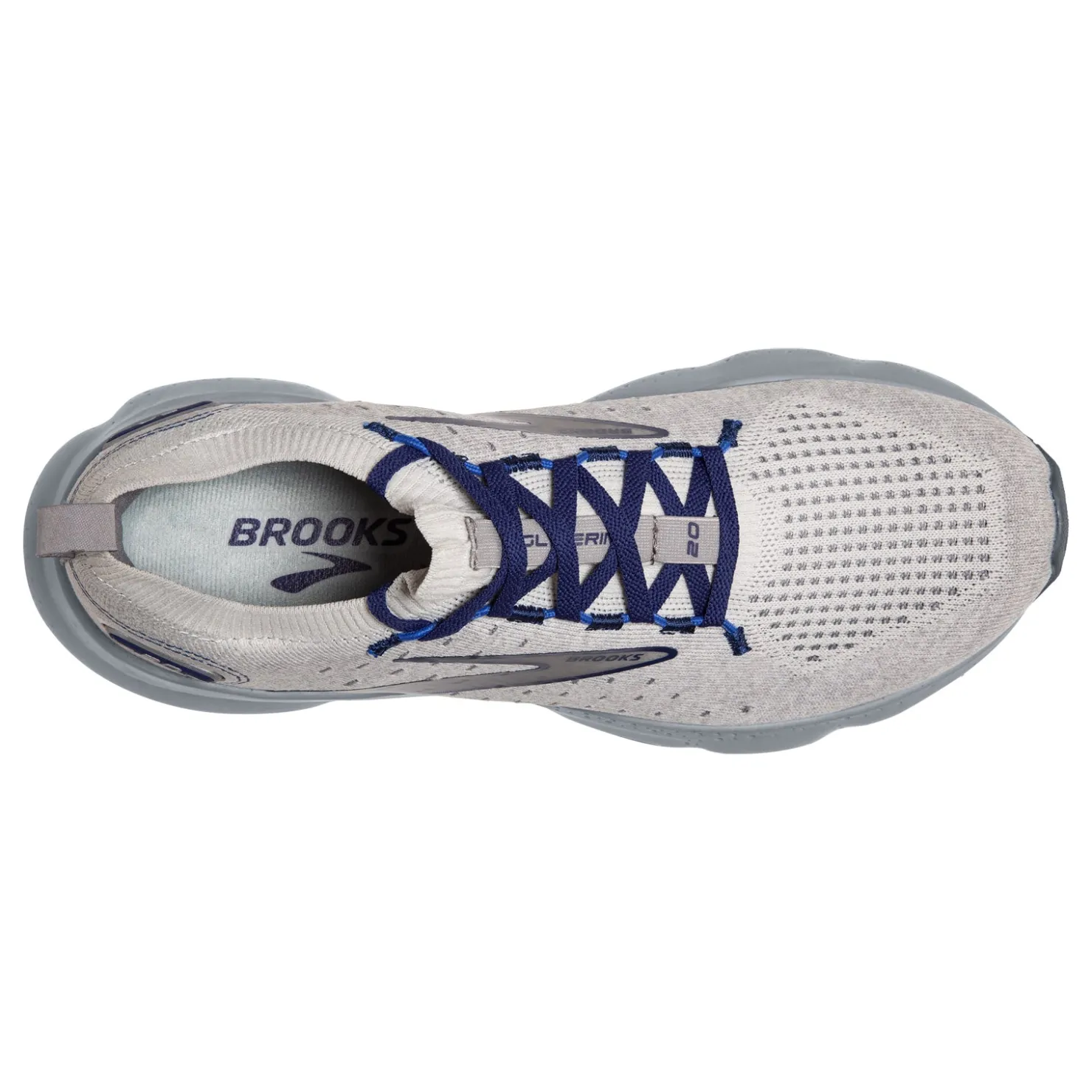 Running*Brooks Men's , Glycerin 20 Stealth Fit Running Shoe Oyster/Blue