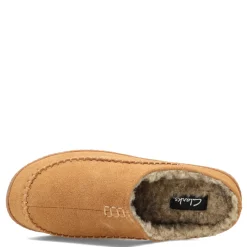 Slippers*Clarks Men's , Baseball Stitch Clog Slipper Cinnamon