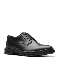 Dress*Clarks Men's , Burchill Derby Oxford Black Leather