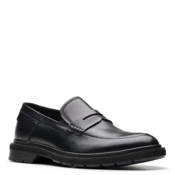 Dress*Clarks Men's , Burchill Penny Loafer Black Leather