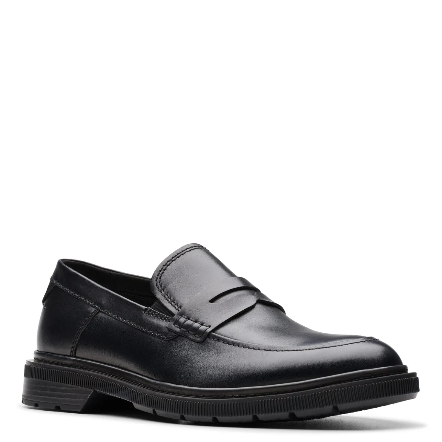 Dress*Clarks Men's , Burchill Penny Loafer Black Leather