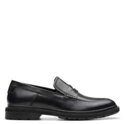 Dress*Clarks Men's , Burchill Penny Loafer Black Leather