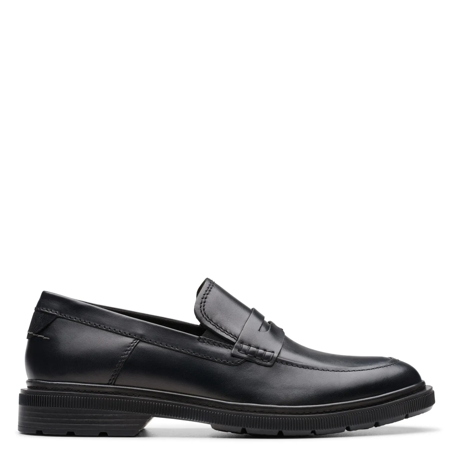 Dress*Clarks Men's , Burchill Penny Loafer Black Leather
