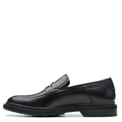 Dress*Clarks Men's , Burchill Penny Loafer Black Leather