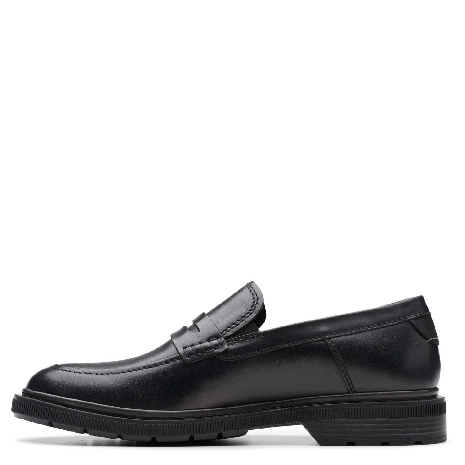 Dress*Clarks Men's , Burchill Penny Loafer Black Leather