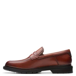 Dress*Clarks Men's , Burchill Penny Loafer Tan Leather