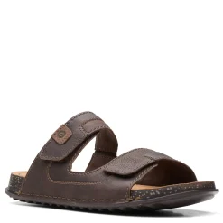Slides*Clarks Men's , Crestview Easy Sandal Dark Brown
