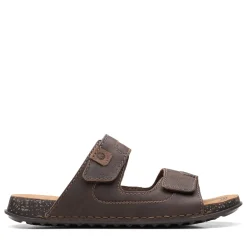 Slides*Clarks Men's , Crestview Easy Sandal Dark Brown