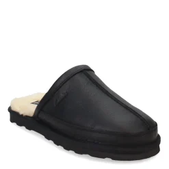 Slippers*Clarks Men's , Leather Scuff Slipper Black