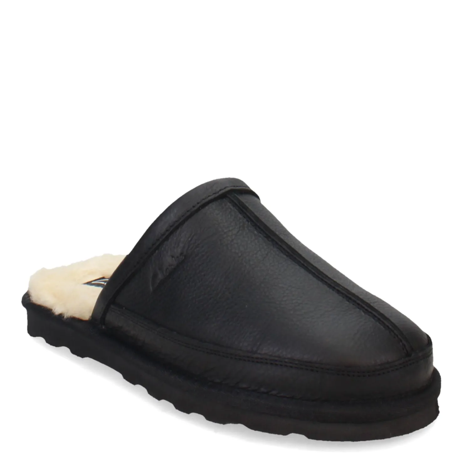 Slippers*Clarks Men's , Leather Scuff Slipper Black