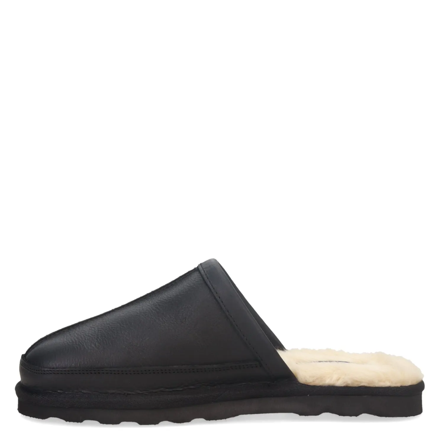 Slippers*Clarks Men's , Leather Scuff Slipper Black