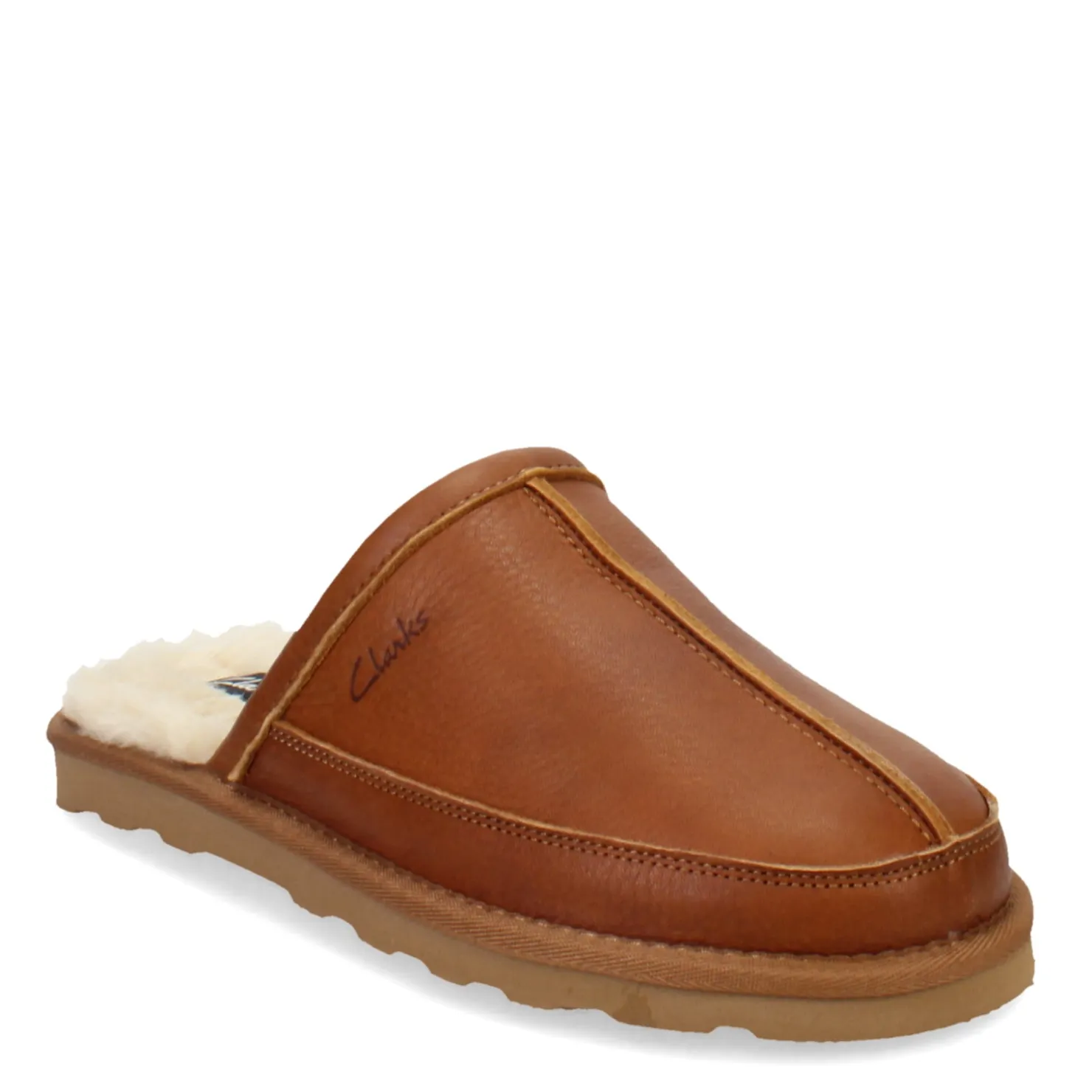 Slip-On Shoes*Clarks Men's , Leather Scuff Slipper Cashew