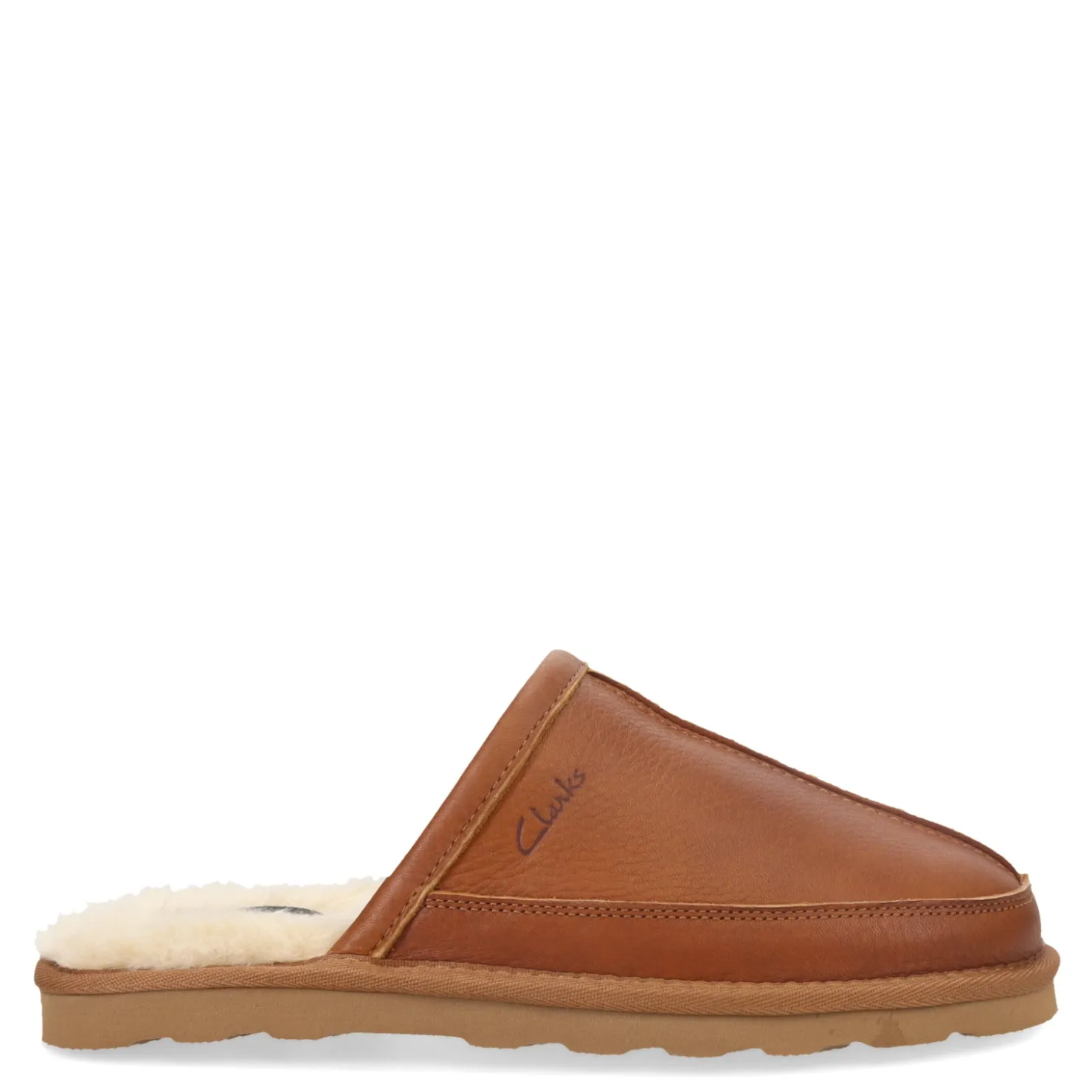 Slip-On Shoes*Clarks Men's , Leather Scuff Slipper Cashew