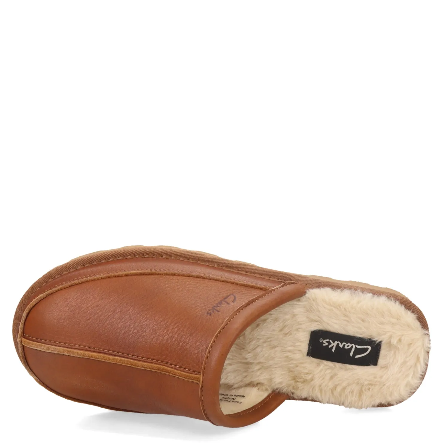 Slip-On Shoes*Clarks Men's , Leather Scuff Slipper Cashew