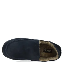 Slippers*Clarks Men's , Suede Slipper Navy