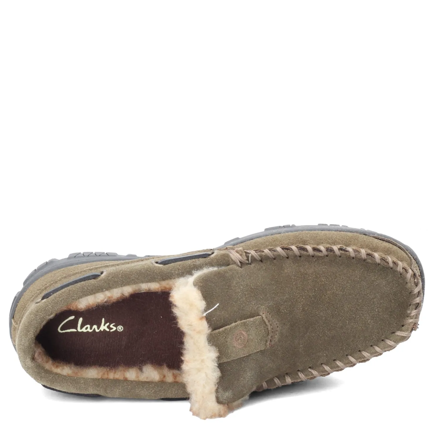 Slippers*Green Market Services Co Inc Men's Clarks, Venetian Moccasin Slipper Sage Green