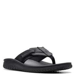 Flip Flops*Clarks Men's , Wesley Sun Sandal Black Leather