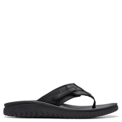 Flip Flops*Clarks Men's , Wesley Sun Sandal Black Leather