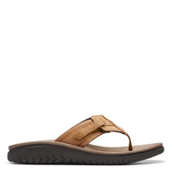 Flip Flops*Clarks Men's , Wesley Sun Sandal Tan Leather
