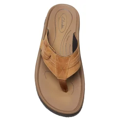 Sandals*Clarks Men's , Wesley Sun Sandal Tan Leather