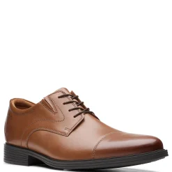 Dress*Clarks Men's , Whiddon Cap Toe Oxford Dark Tan Leather