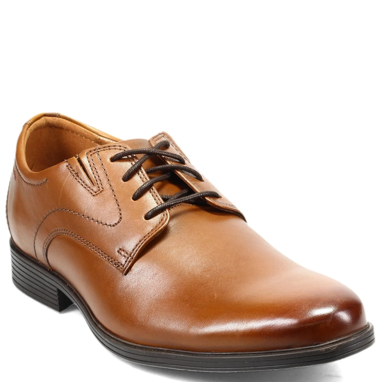 Dress*Clarks Men's , Whiddon Plain Toe Oxford Dark Tan Leather