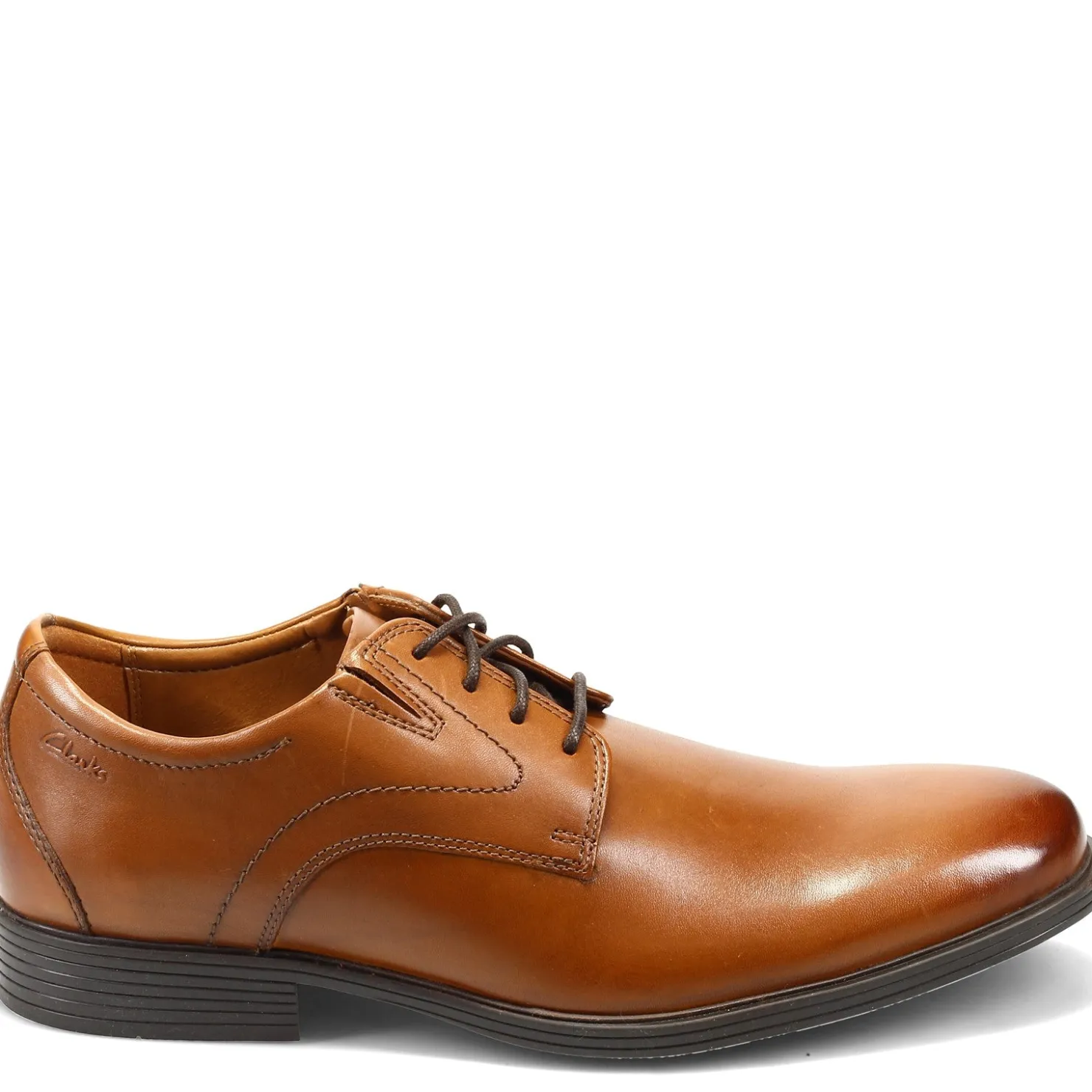Dress*Clarks Men's , Whiddon Plain Toe Oxford Dark Tan Leather