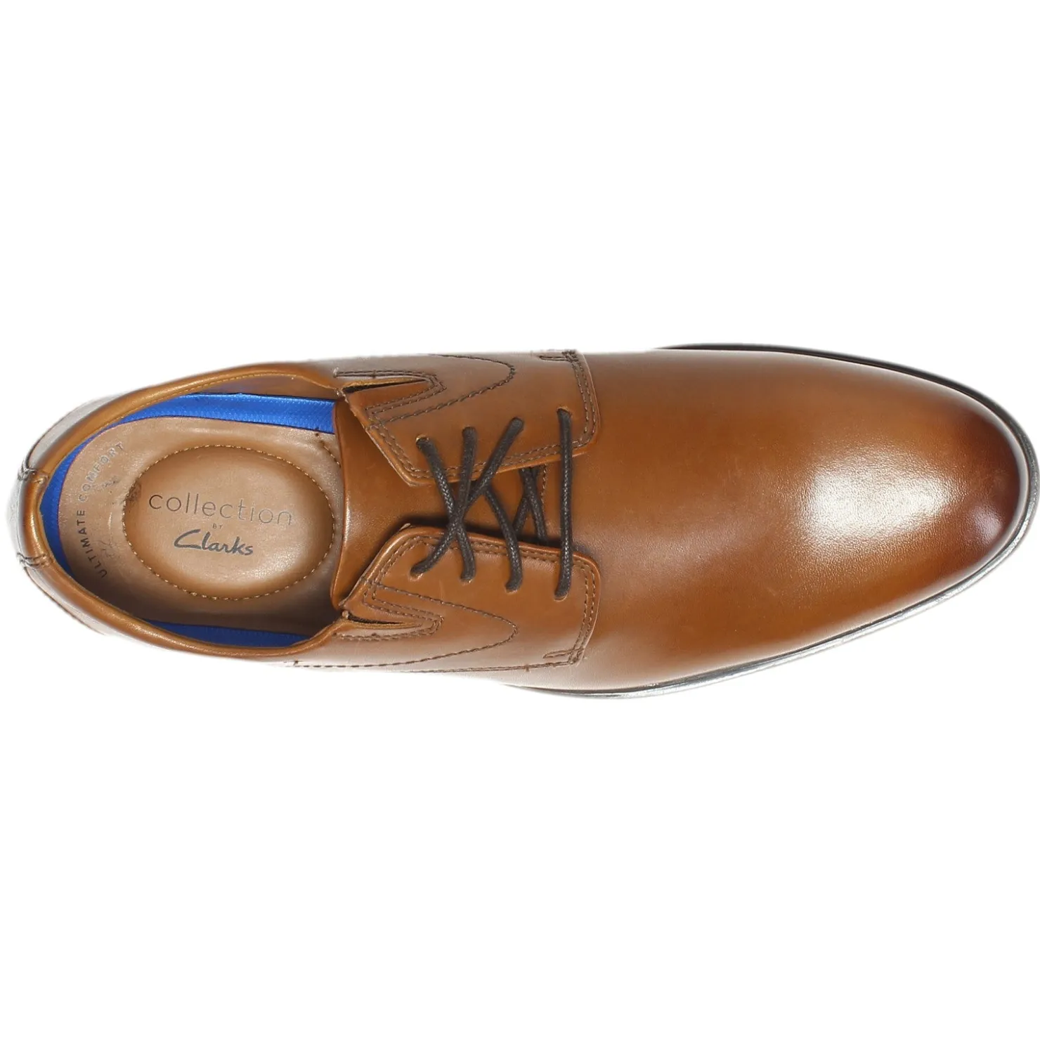 Dress*Clarks Men's , Whiddon Plain Toe Oxford Dark Tan Leather