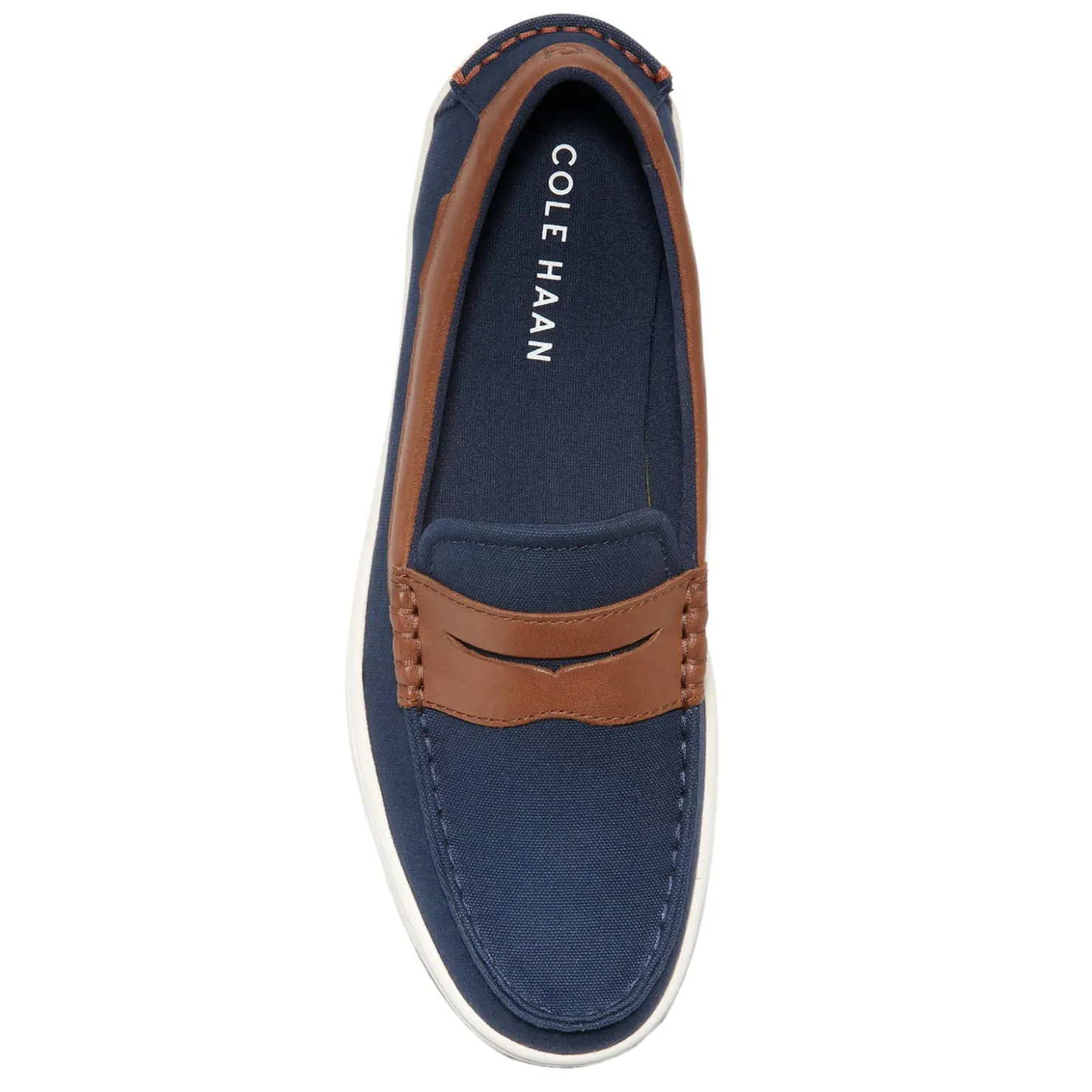 Loafers*Cole Haan Men's , Nantucket Penny Loafer Navy Blazer Canvas/Ch British Tan/Ivory