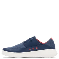 Boat Shoes*Columbia Men's , Boatside Relaxed PFG Slip-On Shoe Collegiate Navy Sunset Red
